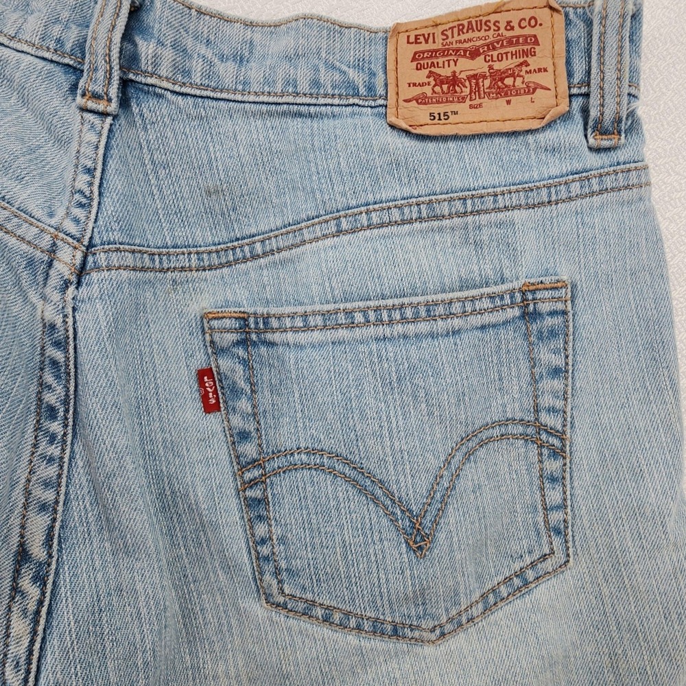 Levis 6 Light Blue Nouveau 515 Capri Jeans Y2K Cropped Stretch Denim Casual Boho